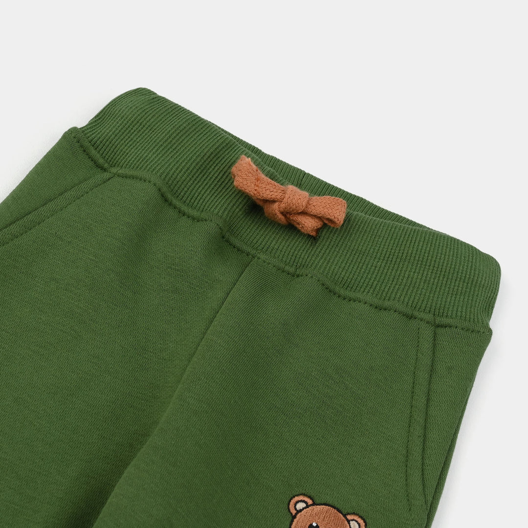 Infant Boys Fleece Pajama Bear - Olive Green