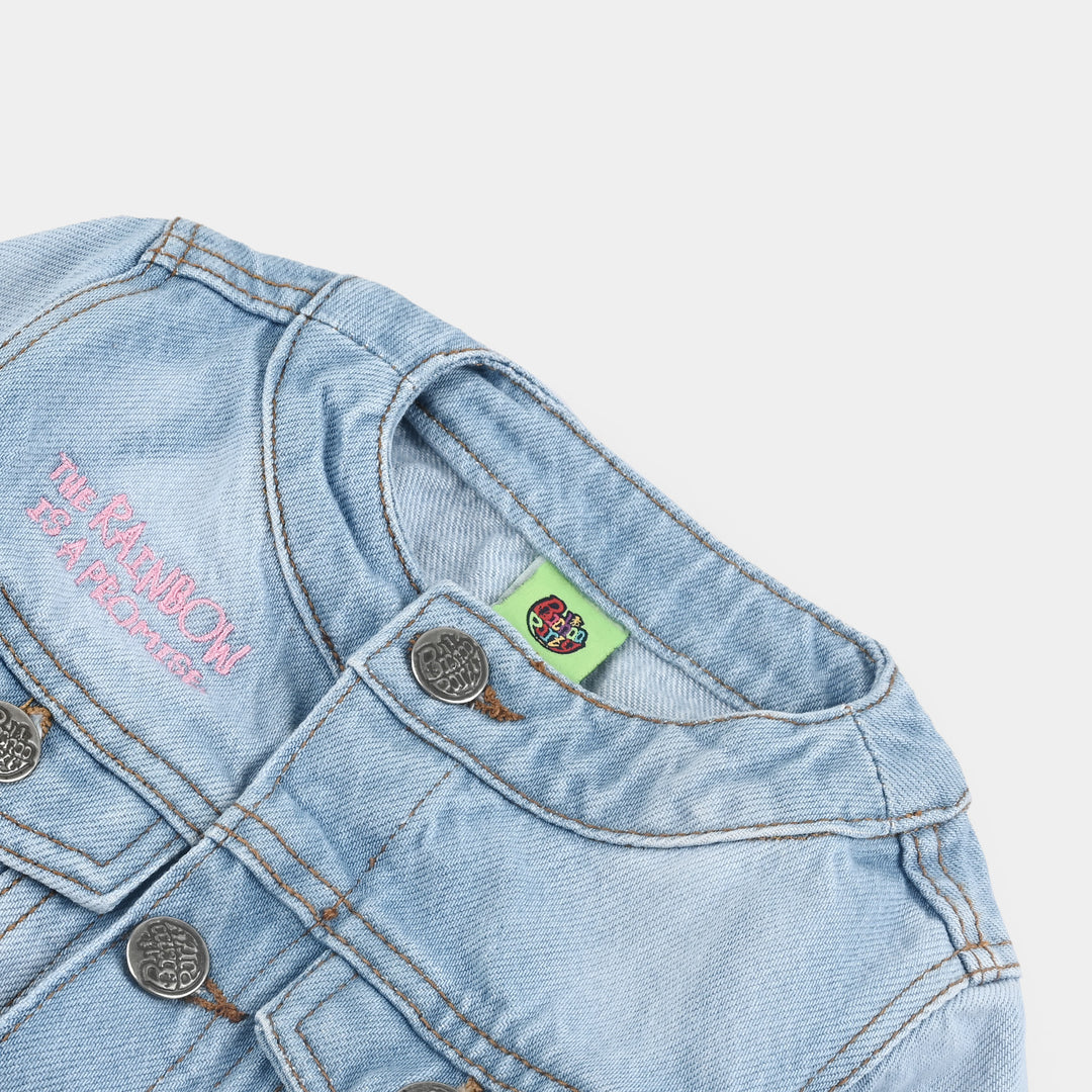 Infant Girls Denim Stretch Woven Jacket Rainbow-Ice Blue