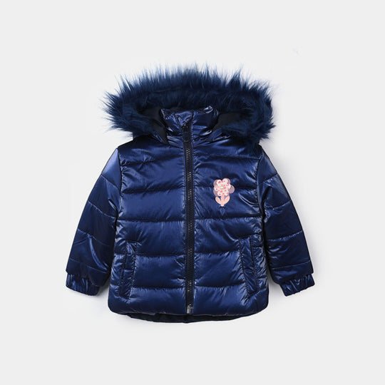Infant Girls Hooded Jacket Flower-NAVY