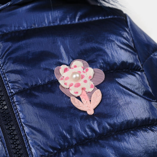 Infant Girls Hooded Jacket Flower-NAVY