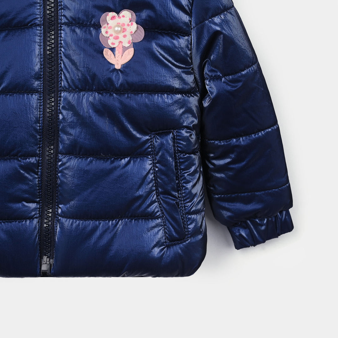 Infant Girls Hooded Jacket Flower-NAVY