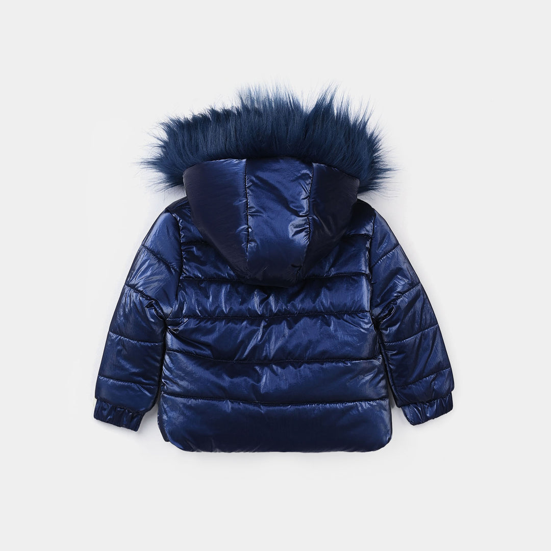 Infant Girls Hooded Jacket Flower-NAVY