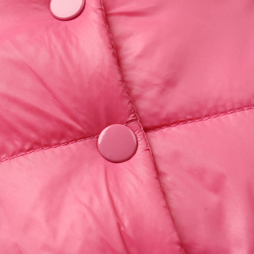 Infant Girls Quilted Hooded Jacket Retro Happy-PINK