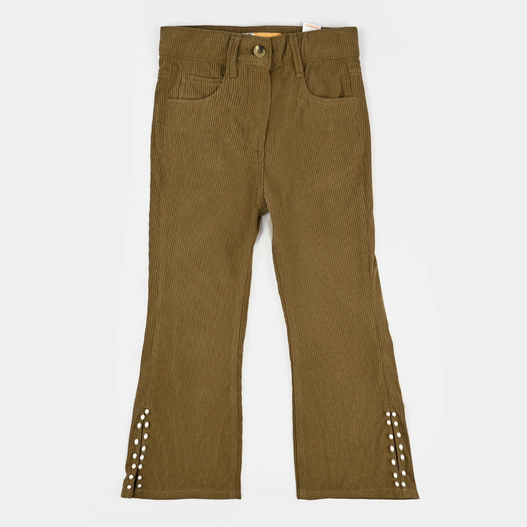 Girls Corduroy Pant Slit - GREEN