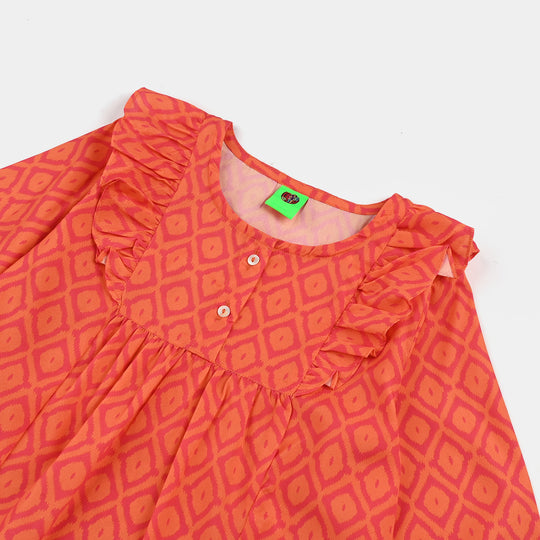 Infant Girls Poly Viscose Casual Top - Orange