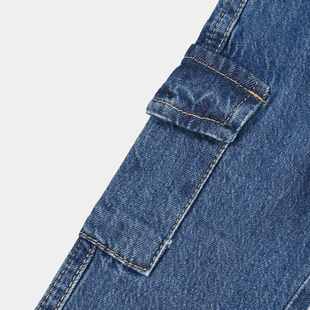Infant Boys Denim Stretch Pant Cargo - Mid Blue