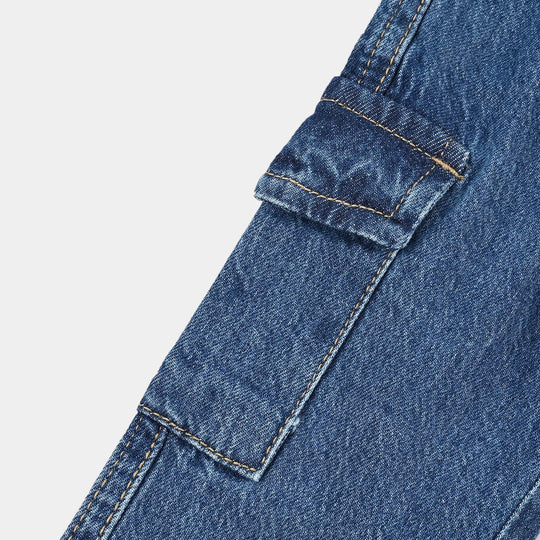 Infant Boys Denim Stretch Pant Cargo - Mid Blue