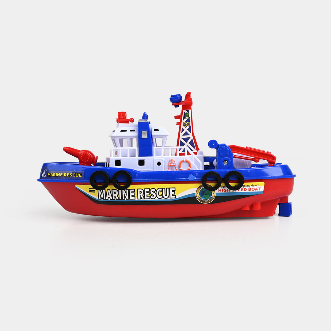 Fire Boat Toy Auto Water Spraying Educational Music Light