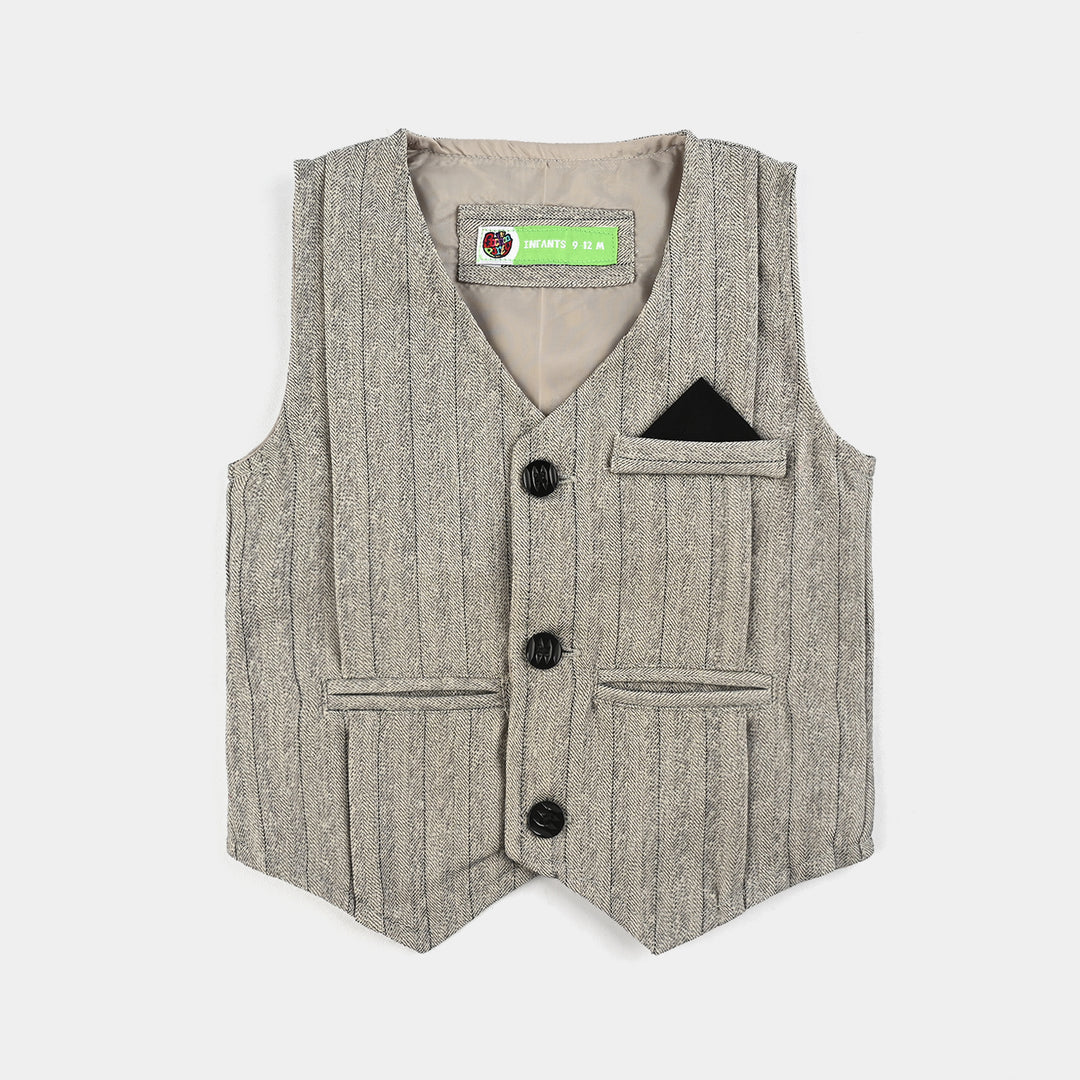 Infant Boys Yarn Dyed 3PC Suit - Grey/Black
