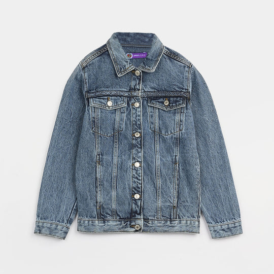Girls Denim Stretch Woven Jacket Chain-Light Blue
