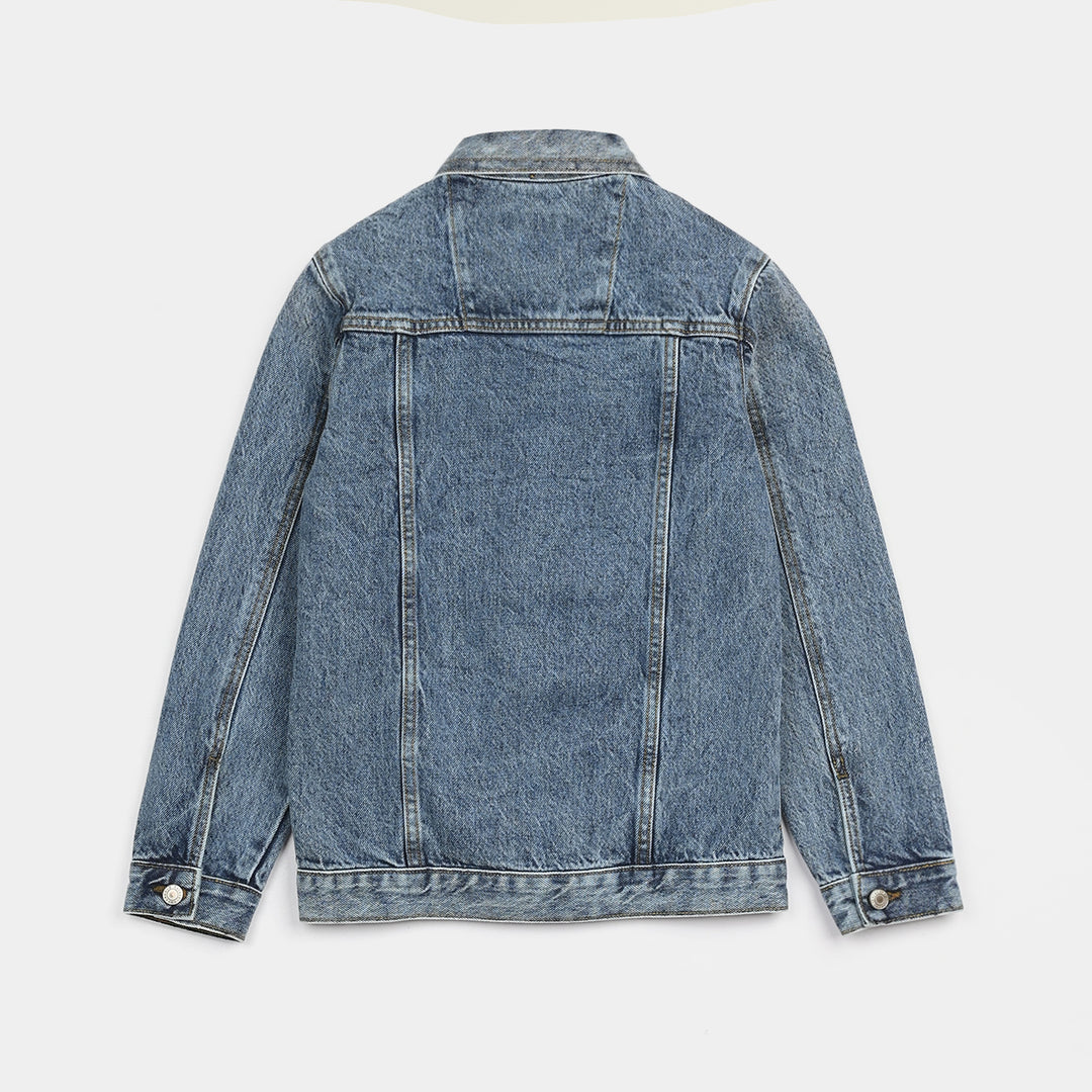 Girls Denim Stretch Woven Jacket Chain-Light Blue