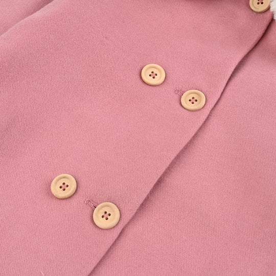 Girls Wool Trench Coat Fur-PINK