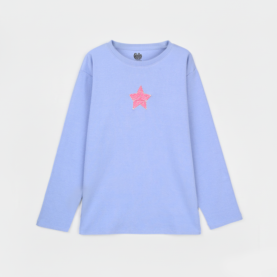 Girls Rib Sweatshirt Star - Lavender