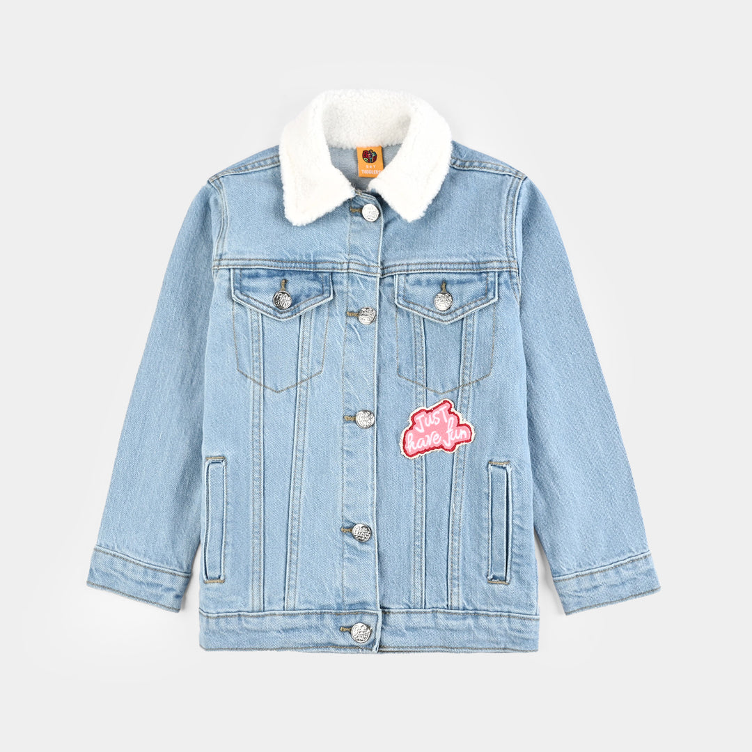 Girls Denim Stretch Jacket Just Have Fun-LT.Blue