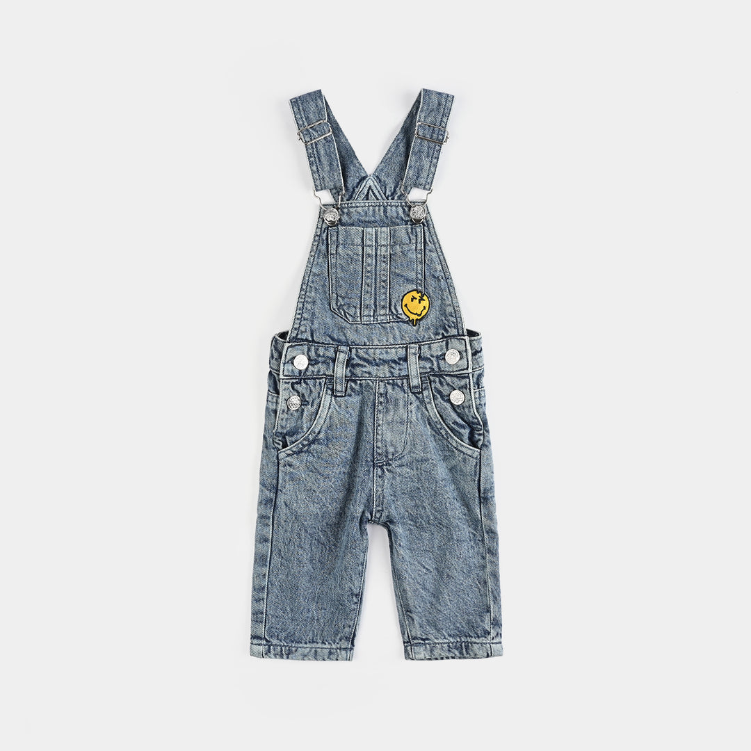 Infant Boys Denim Stretch Dangri Smiley-Blue