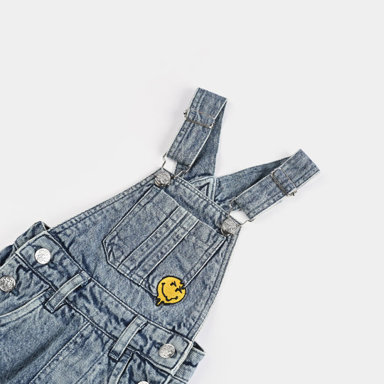 Infant Boys Denim Stretch Dangri Smiley-Blue