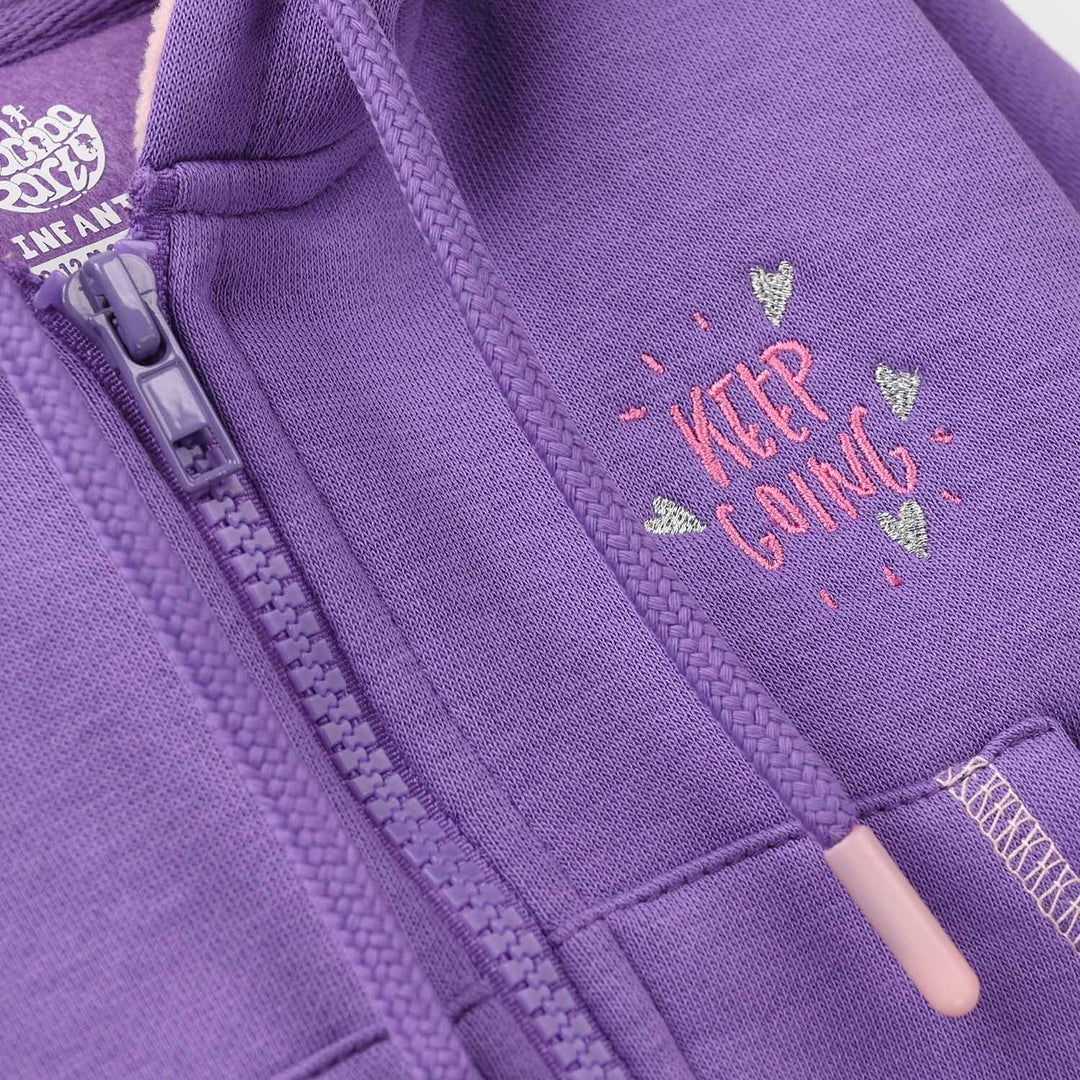 Infant Girls Fleece Knitted Jacket - Purple