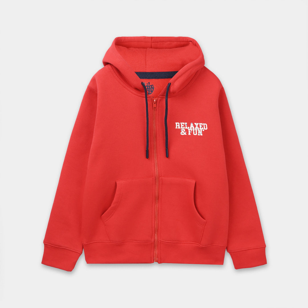 Boys Fleece Knitted Jacket - Red