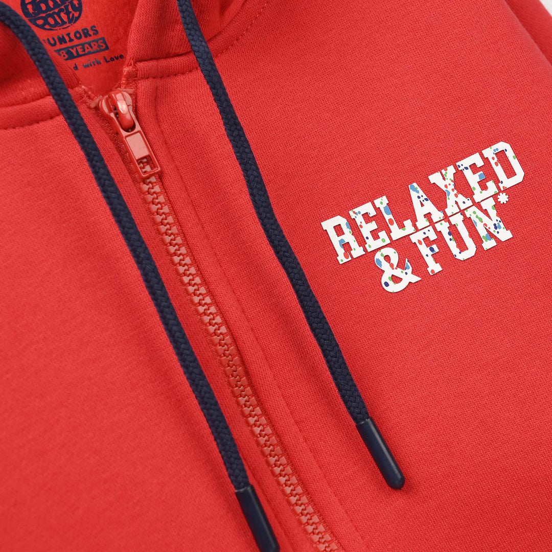 Boys Fleece Knitted Jacket - Red