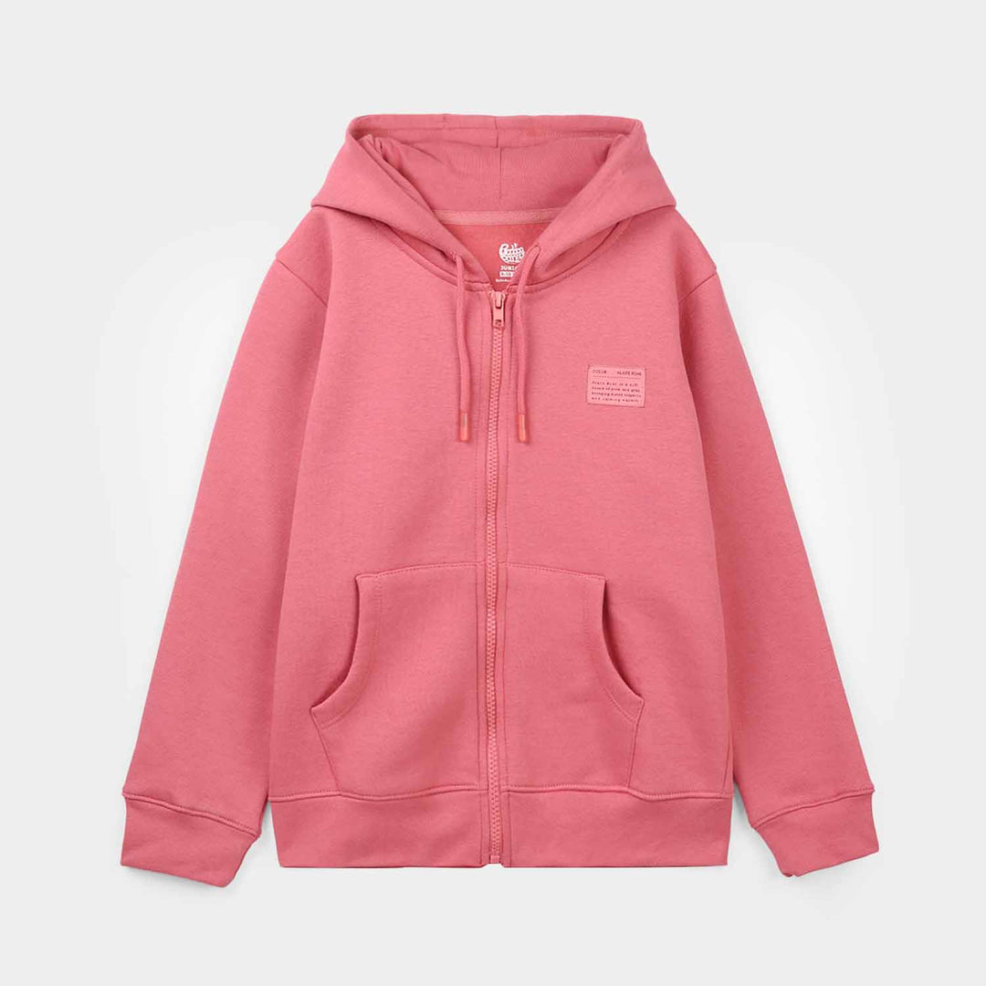 Girls Fleece Knitted Jacket Basic - Pink