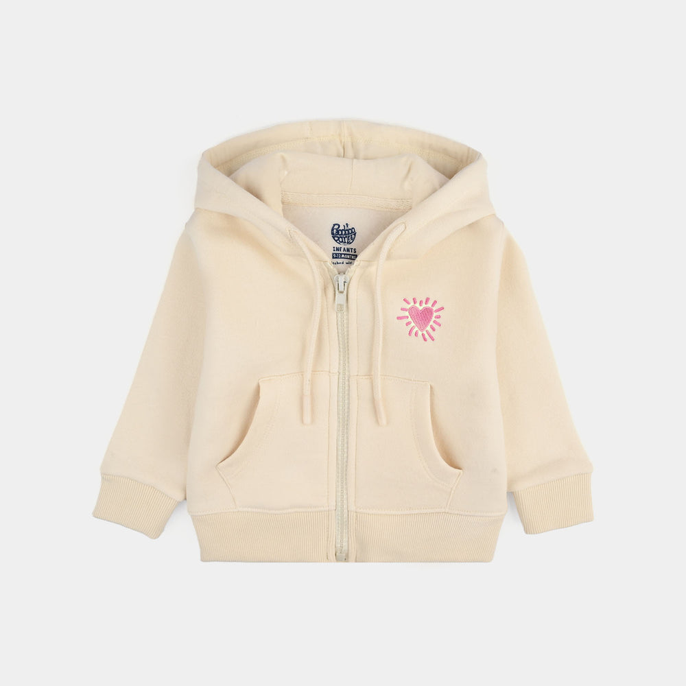 Infant Girls Fleece Knitted Jacket - Wood Ash