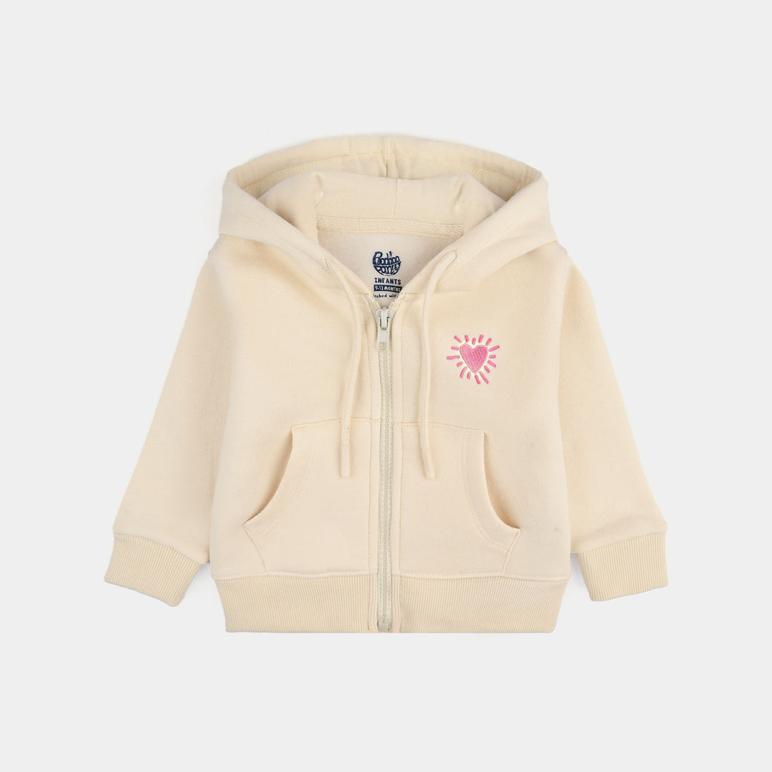 Infant Girls Fleece Knitted Jacket - Wood Ash