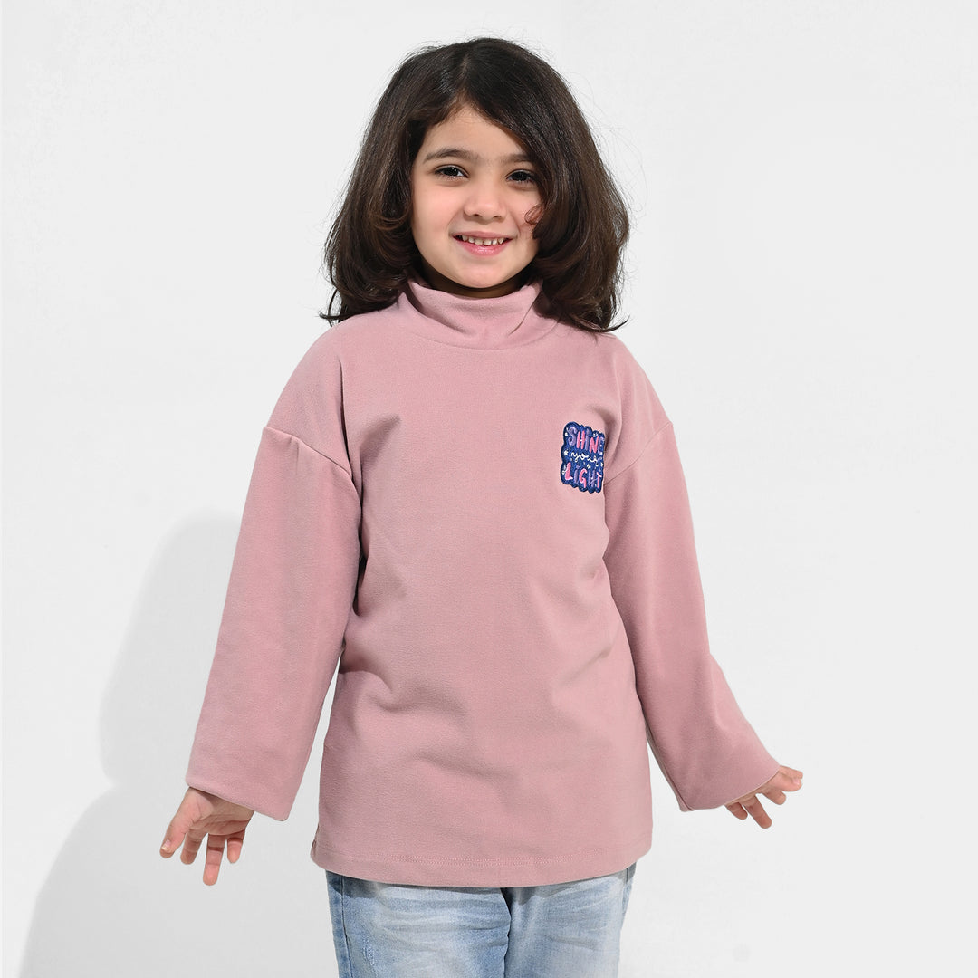 Girls Poly Satin Sweatshirt SHINE YOUR LIGHT-Pink