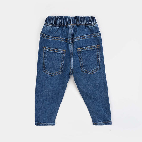 Infant Boys Denim Stretch Pant Bear-Mid Blue