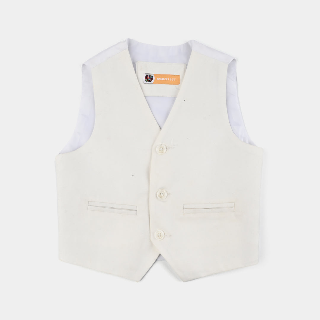 Boys Cotton Twill 3Piece Suit-White