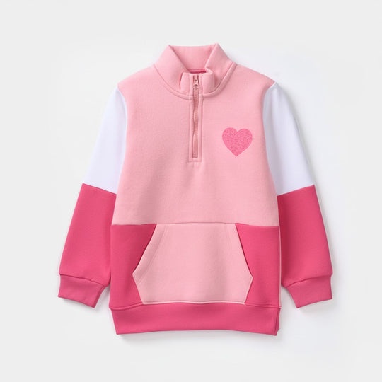 Teens Girls Fleece 2 Piece Set (Heart) - Pink