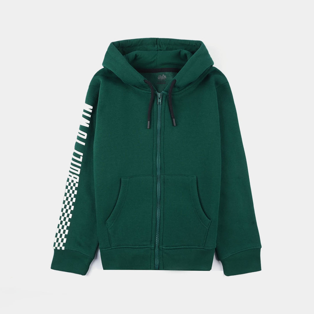 Boys Fleece Knitted Jacket Full Speed-Green