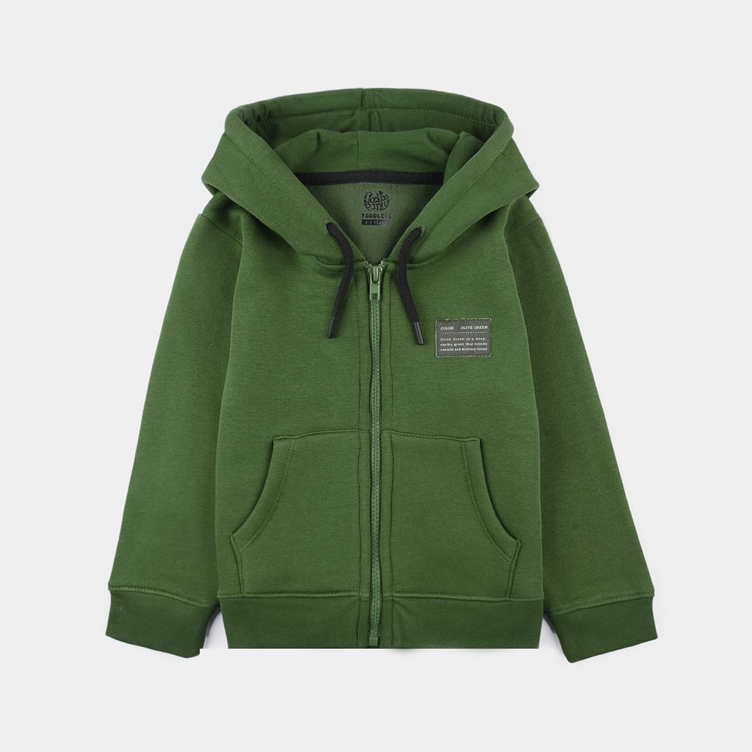 Boys Fleece Knitted Jacket Basic-Olive Green