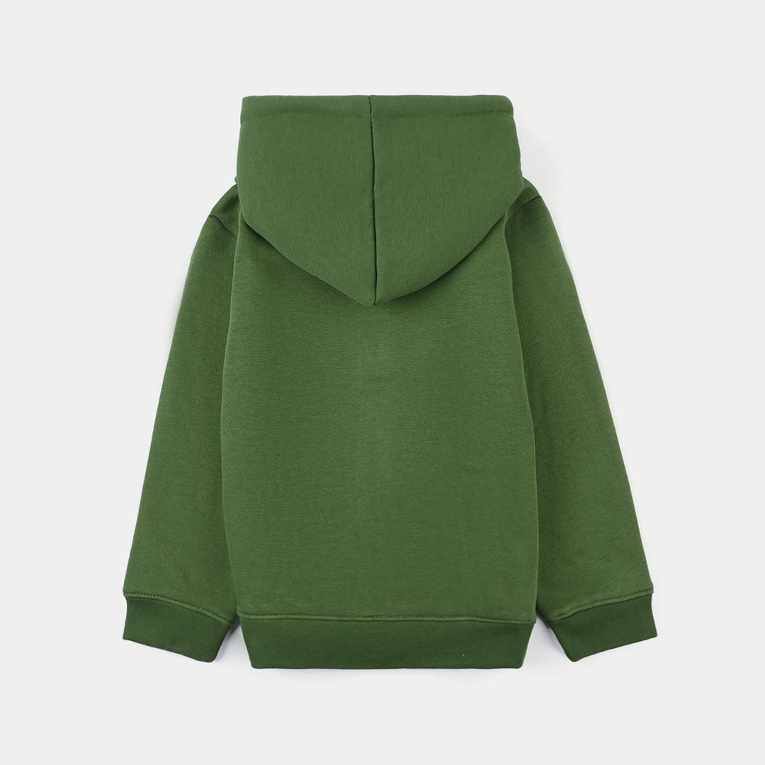 Boys Fleece Knitted Jacket Basic-Olive Green