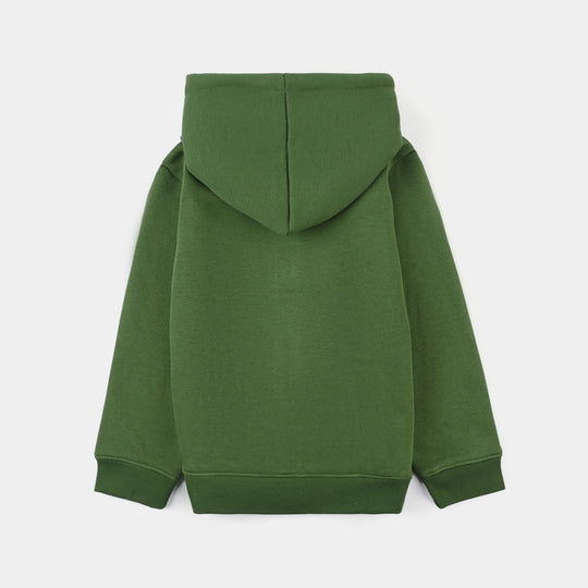Boys Fleece Knitted Jacket Basic-Olive Green