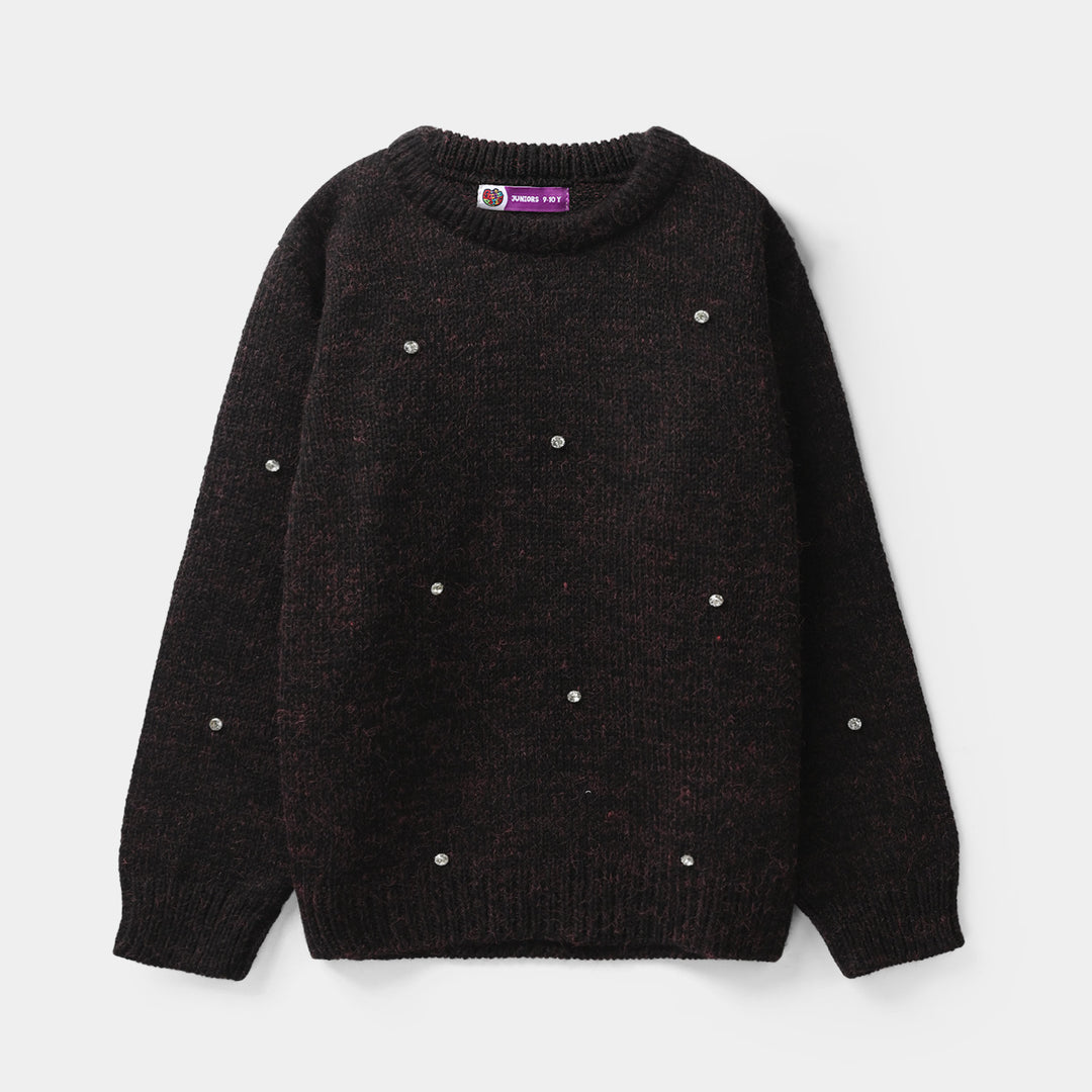 Girls Sweater Crystal-CHARCOAL