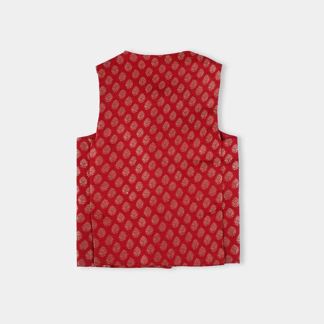 Infant Boys Poly Viscose Waistcoat (Golden Lurex) - Red