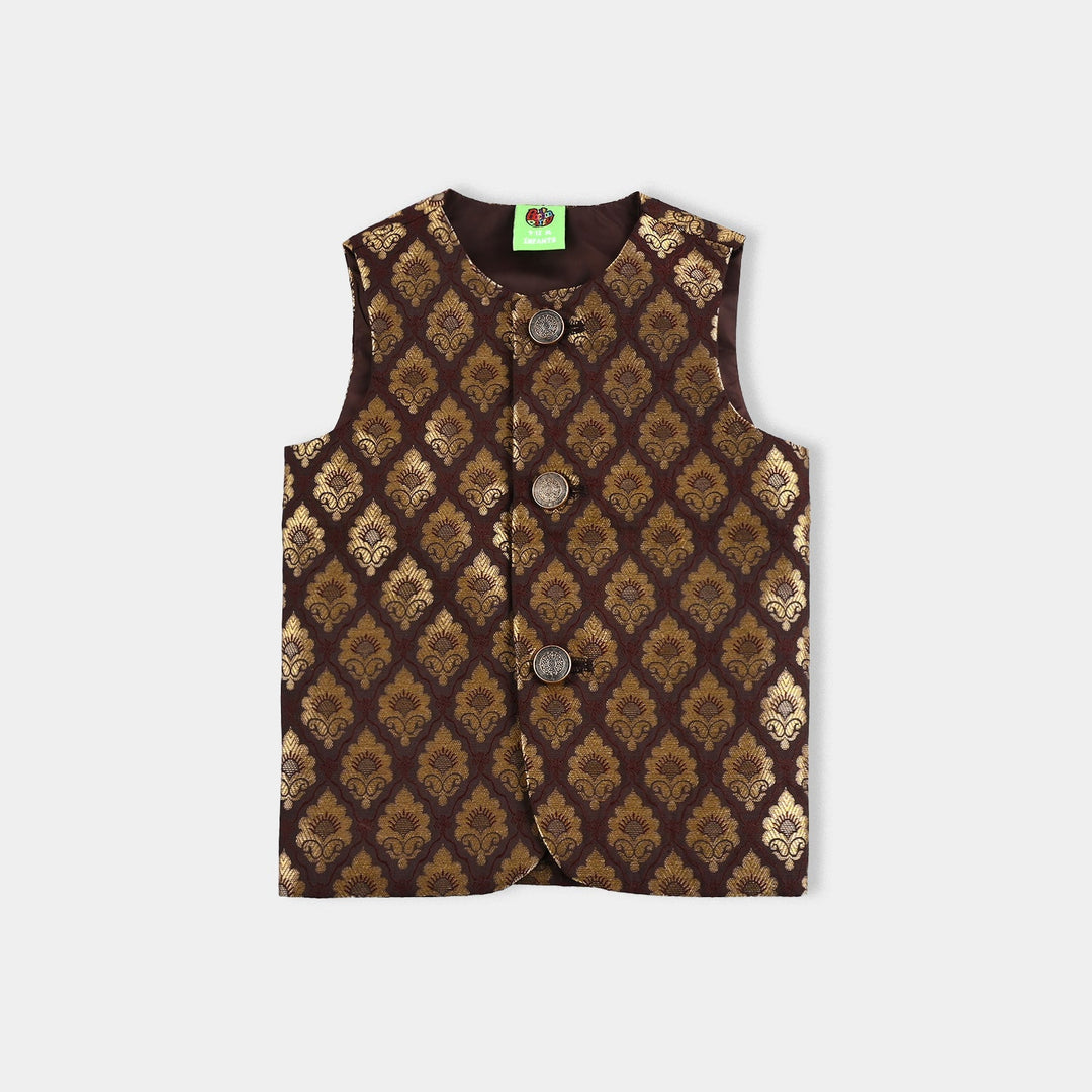 Infant Boys Poly Viscose Waistcoat (Brown Gold)