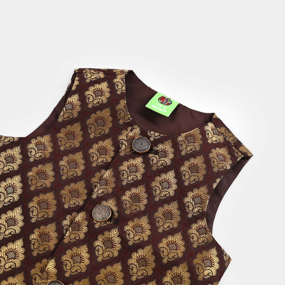 Infant Boys Poly Viscose Waistcoat (Brown Gold)