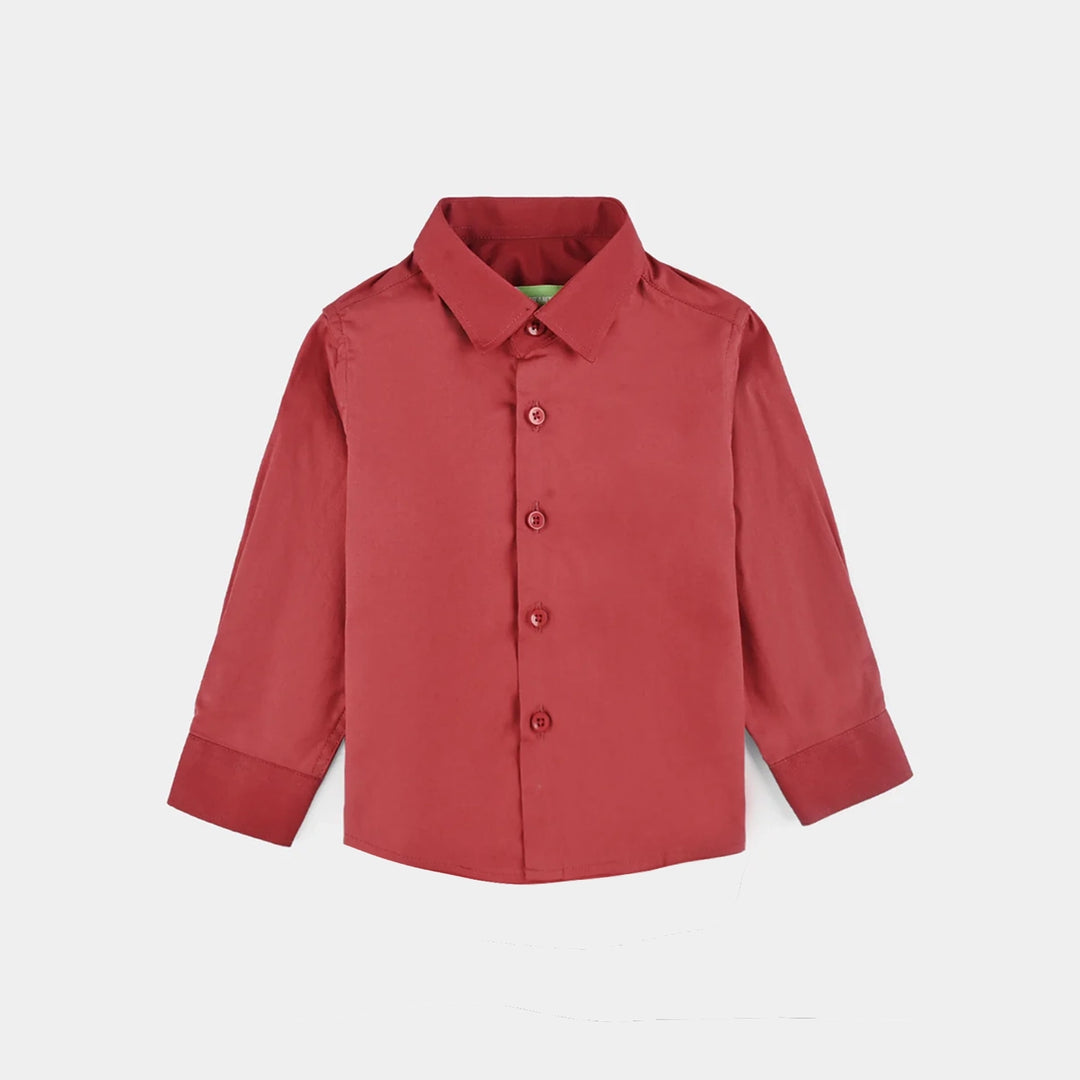 Infant Boys Cotton Poplin Formal Shirt - Red
