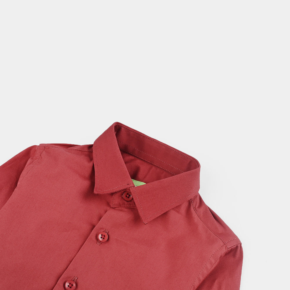 Infant Boys Cotton Poplin Formal Shirt - Red