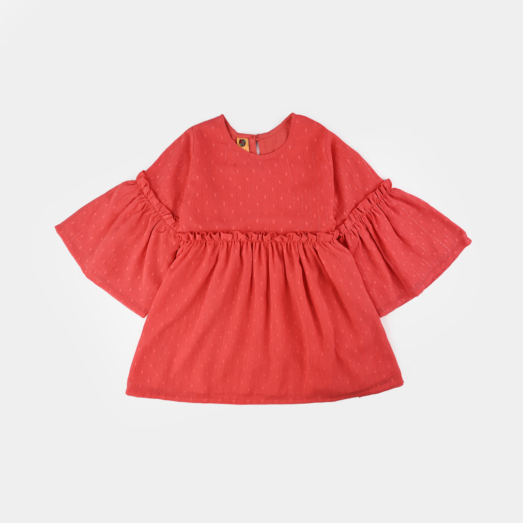 Girls Chiffon Casual Frock Tangy-ORANGE