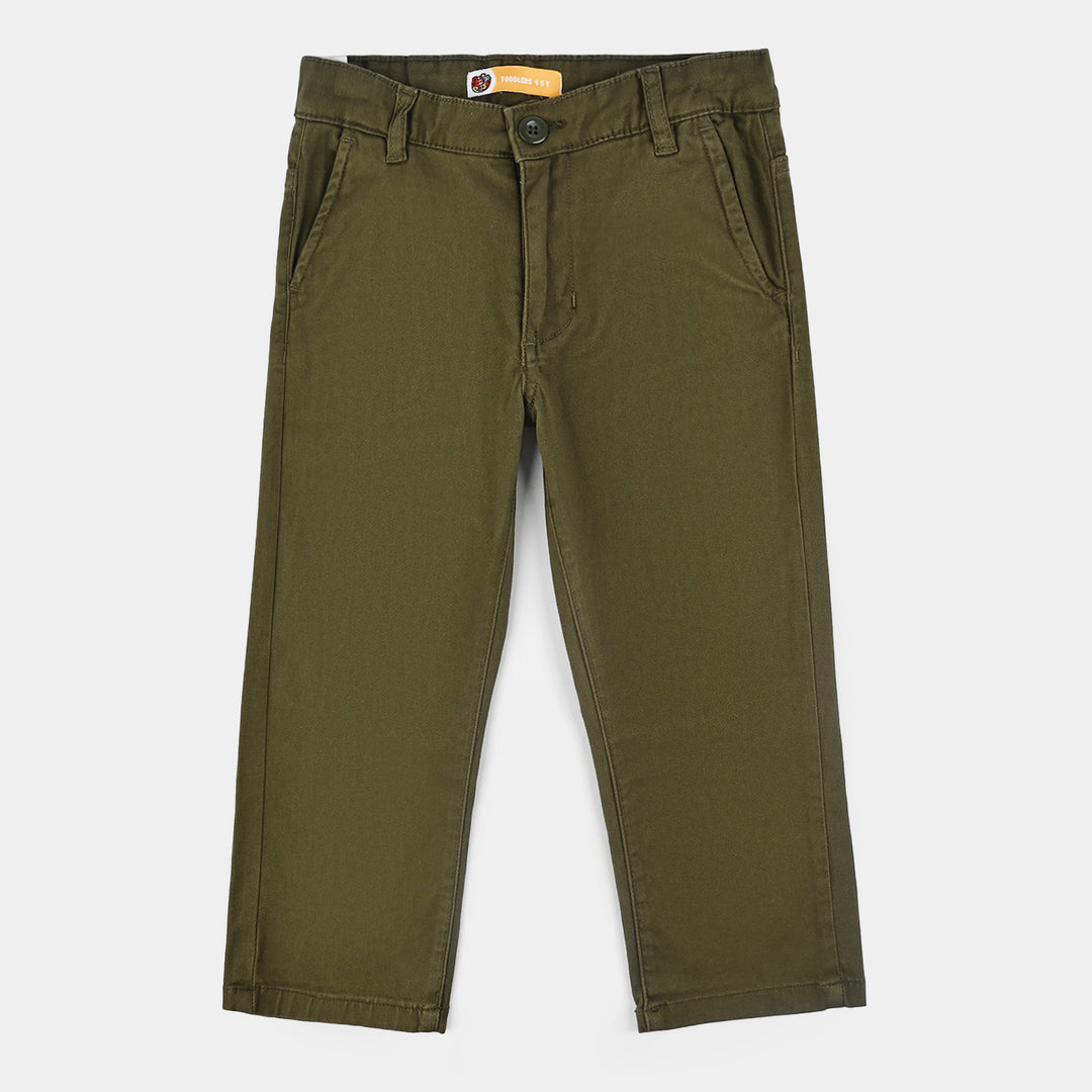 Boys Cotton Twill Pants Basic - Olive Green