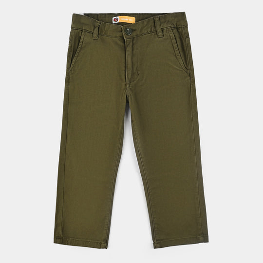 Boys Cotton Twill Pants Basic - Olive Green