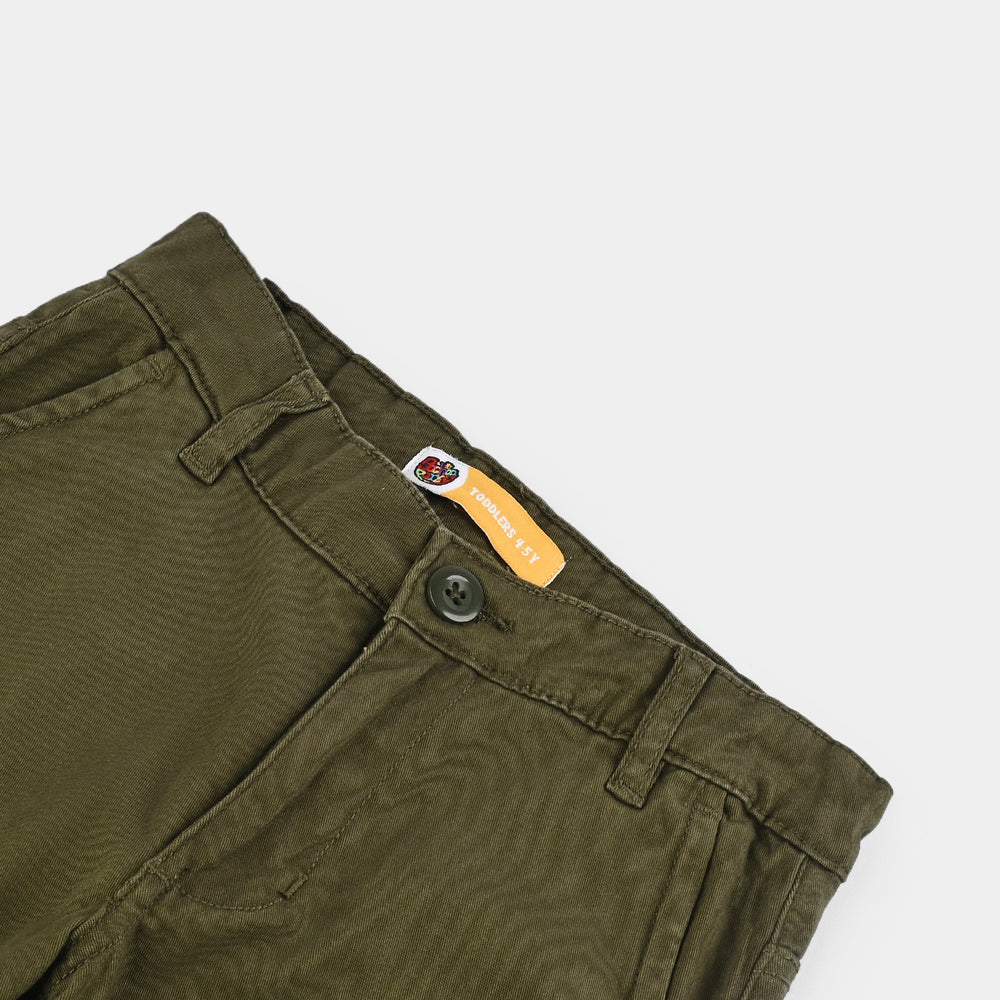 Boys Cotton Twill Pants Basic - Olive Green