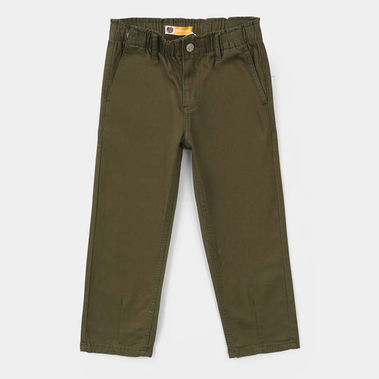 Girls Cotton Twill Pants - Olive Green