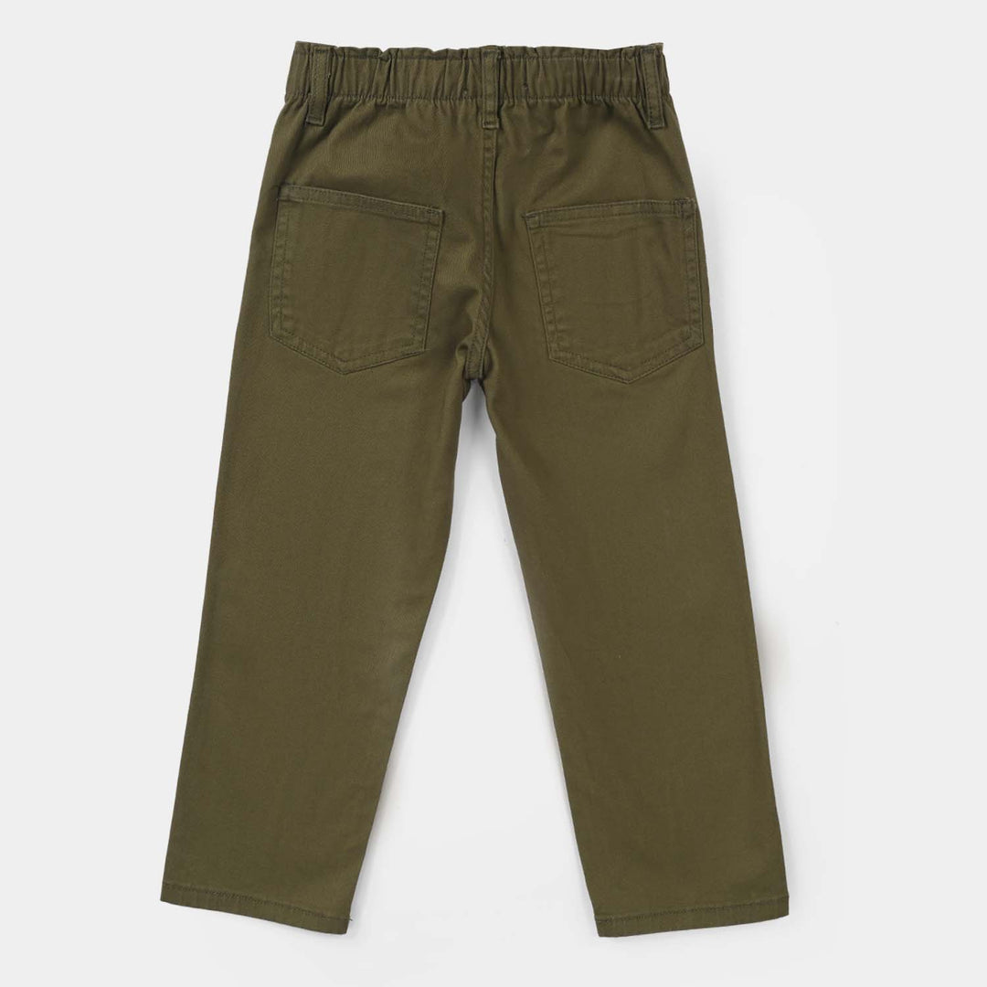 Girls Cotton Twill Pants - Olive Green