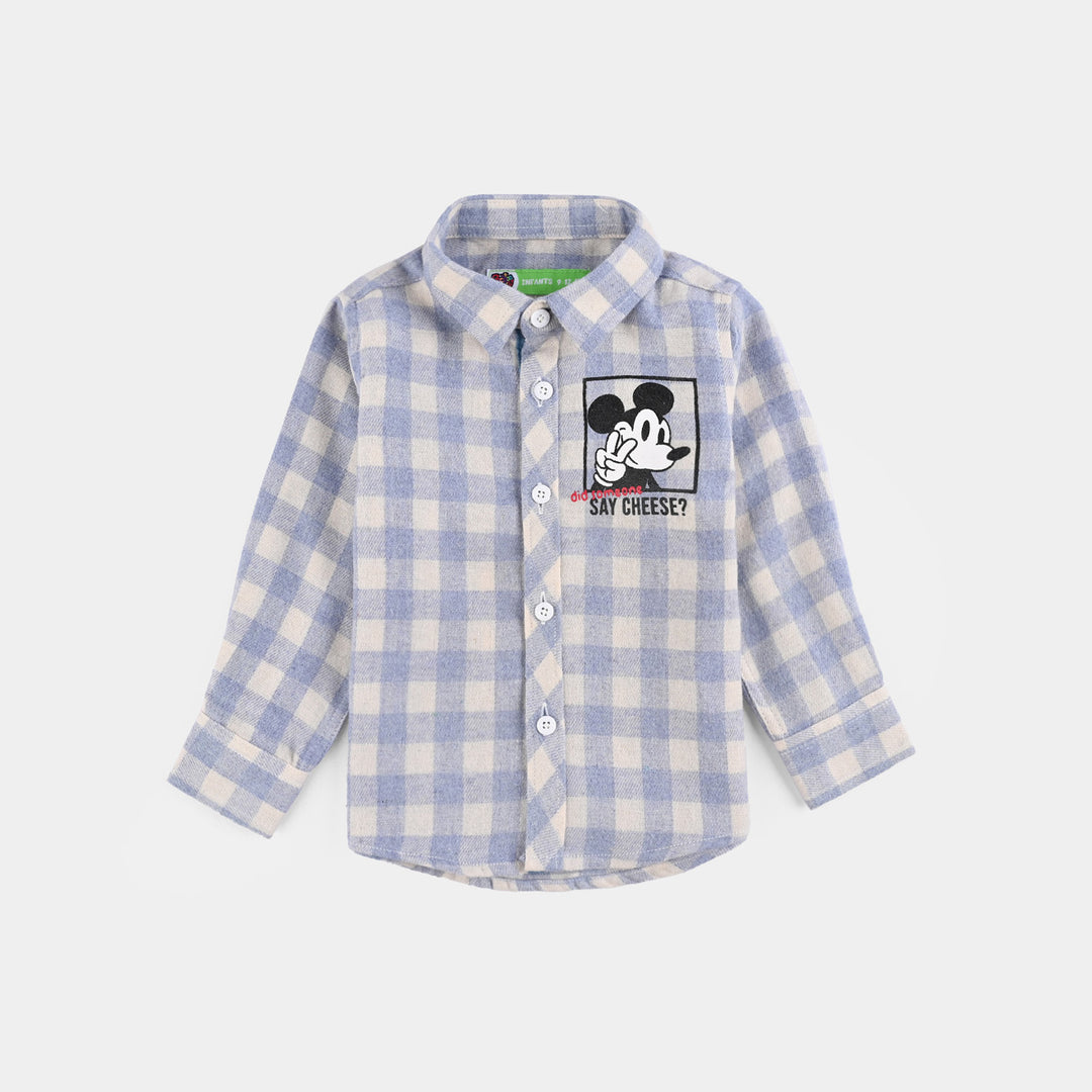Infant Boys Flannel Shirt-Light Blue