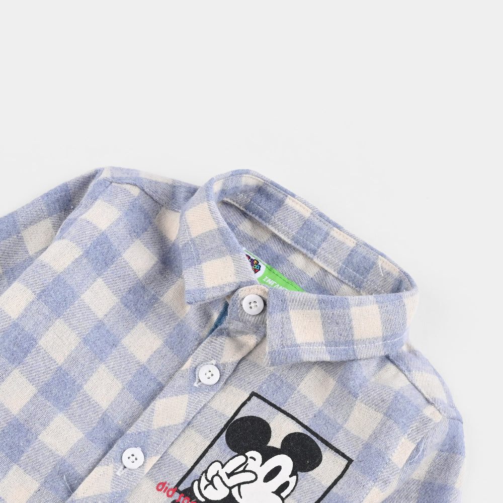 Infant Boys Flannel Shirt-Light Blue