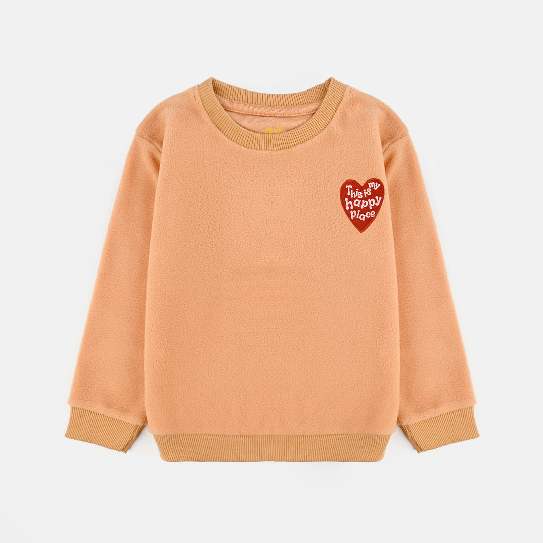 Girls Fleece Sweatshirt HAPPY PLACE-ORANGE