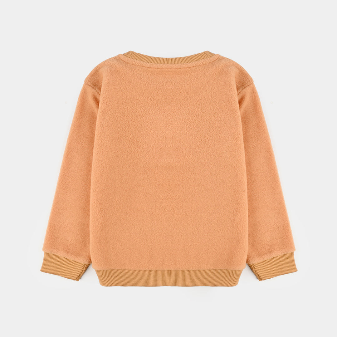 Girls Fleece Sweatshirt HAPPY PLACE-ORANGE
